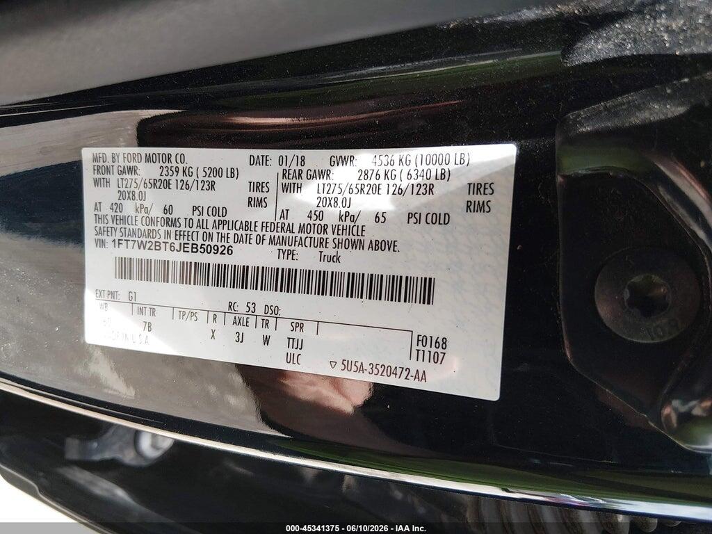 1FT7W2BT6JEB50926 2018 FORD F-250 photo no. 9