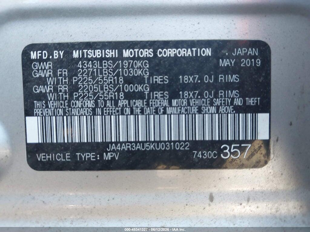 JA4AR3AU5KU031022 2019 MITSUBISHI OUTLANDER SPORT photo no. 9