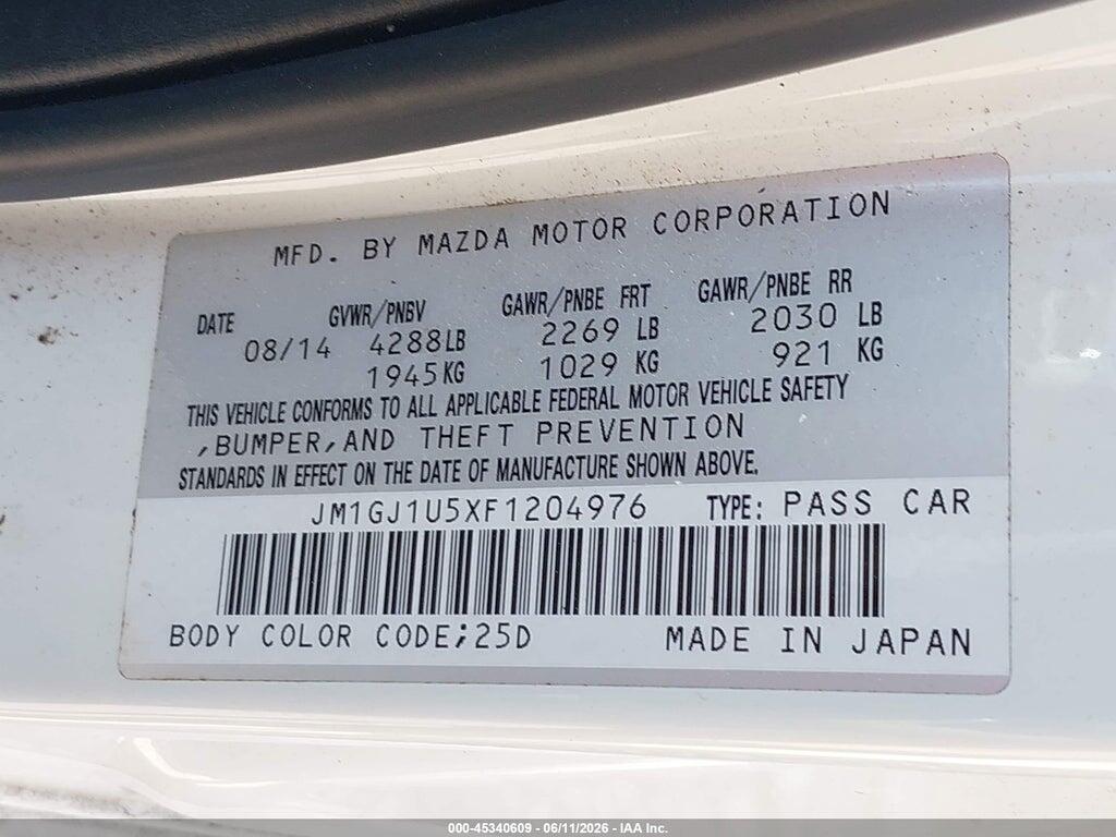 JM1GJ1U5XF1204976 2015 MAZDA MAZDA6 photo no. 9