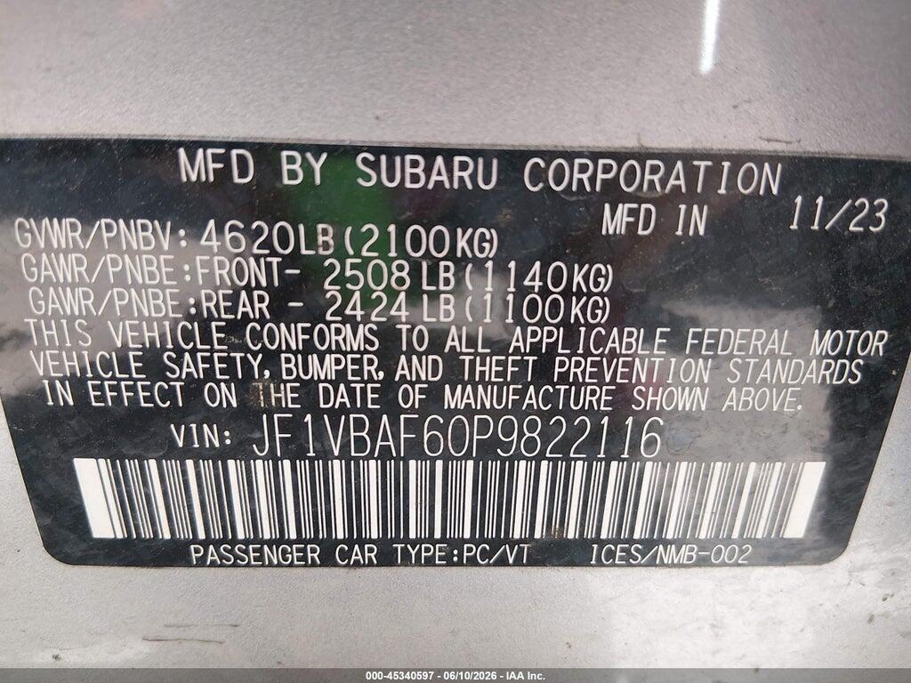 JF1VBAF60P9822116 2023 SUBARU WRX photo no. 9