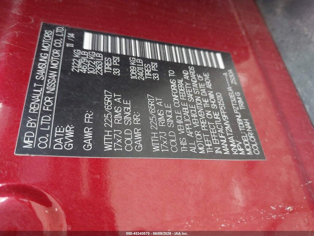 KNMAT2MV9FP515110 2015 NISSAN ROGUE photo no. 9