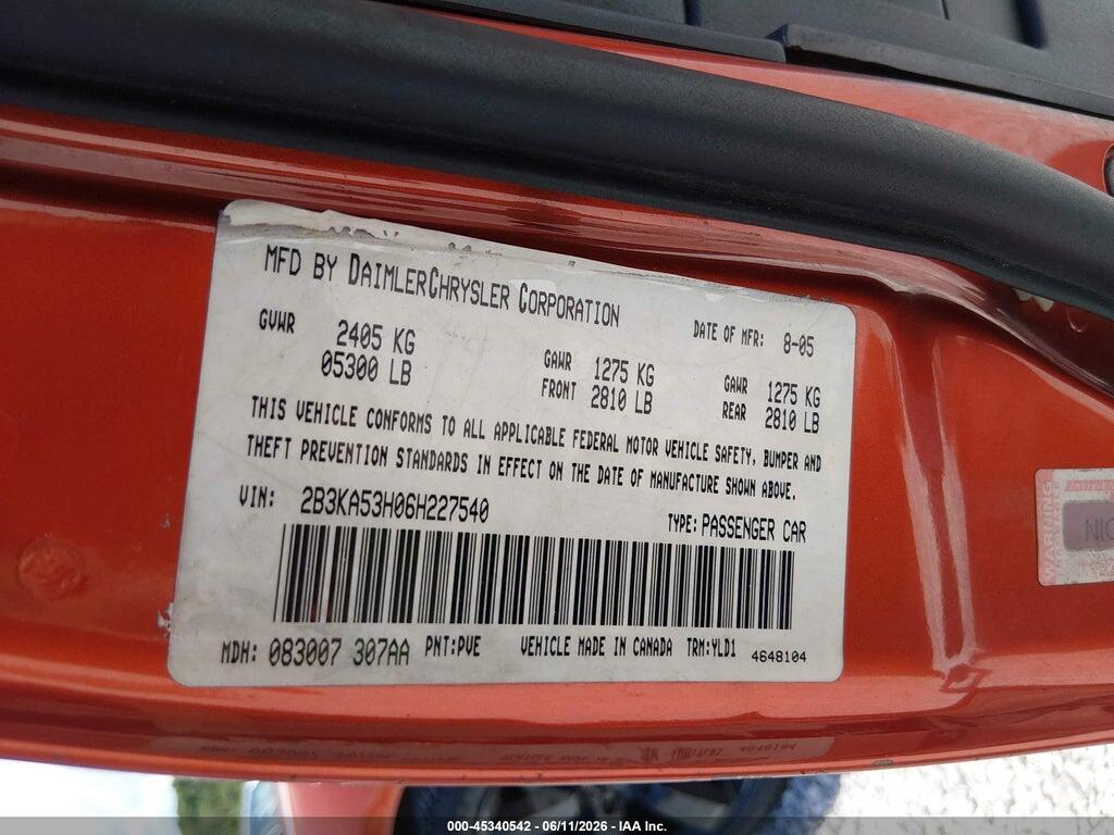 2B3KA53H06H227540 2006 DODGE CHARGER photo no. 9