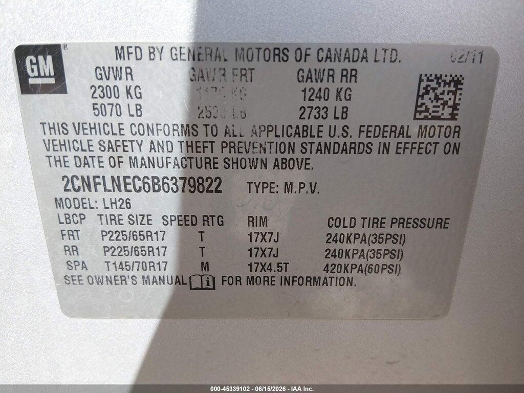 2CNFLNEC6B6379822 2011 CHEVROLET EQUINOX photo no. 9