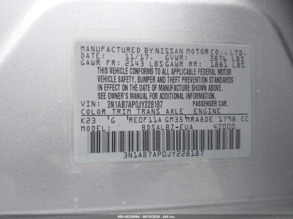 3N1AB7AP0JY228187 2018 NISSAN SENTRA photo no. 9