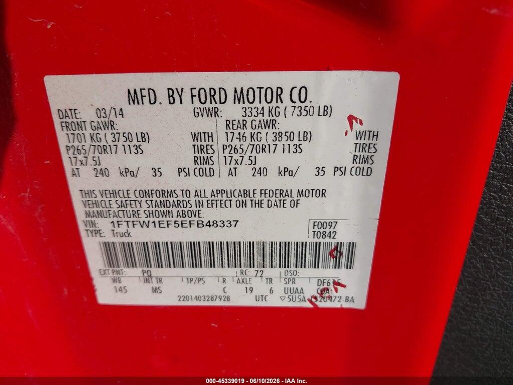 1FTFW1EF5EFB48337 2014 FORD F-150 photo no. 9