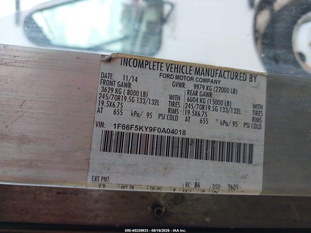 1F66F5KY9F0A04018 2015 FORD F-59 COMMERCIAL STRIPPED photo no. 8