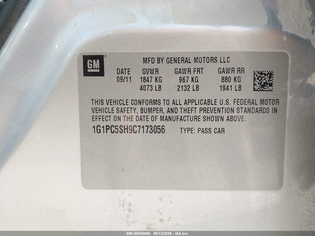1G1PC5SH9C7173056 2012 CHEVROLET CRUZE photo no. 9