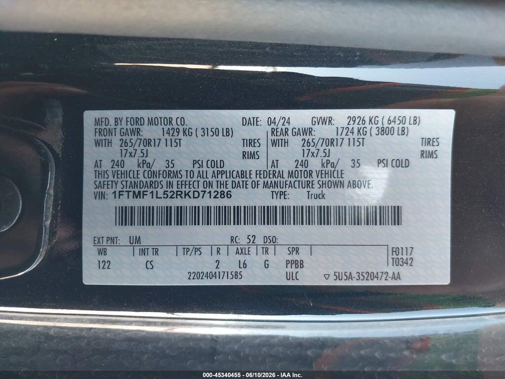 1FTMF1L52RKD71286 2024 FORD F-150 photo no. 9