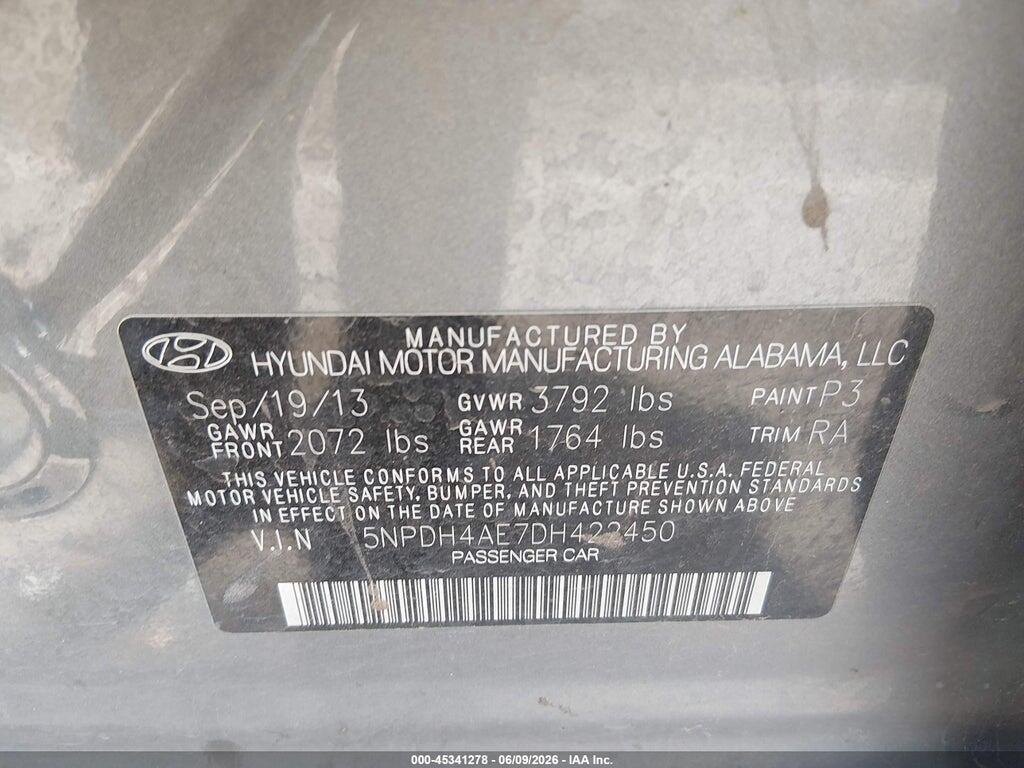 5NPDH4AE7DH422450 2013 HYUNDAI ELANTRA photo no. 9