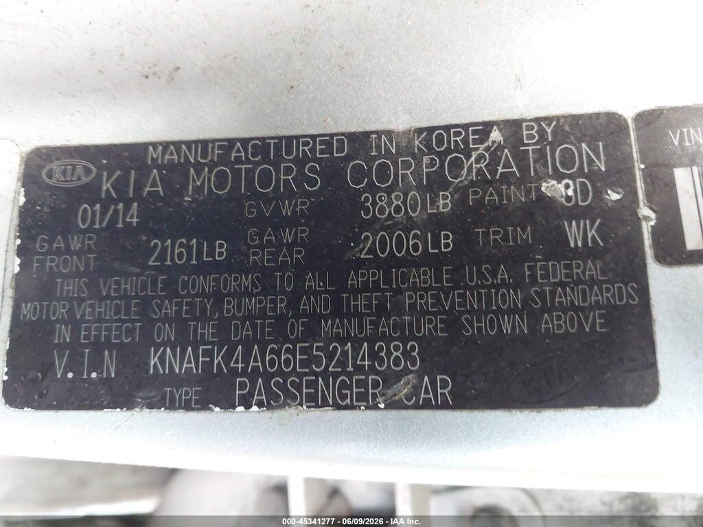 KNAFK4A66E5214383 2014 KIA FORTE photo no. 9