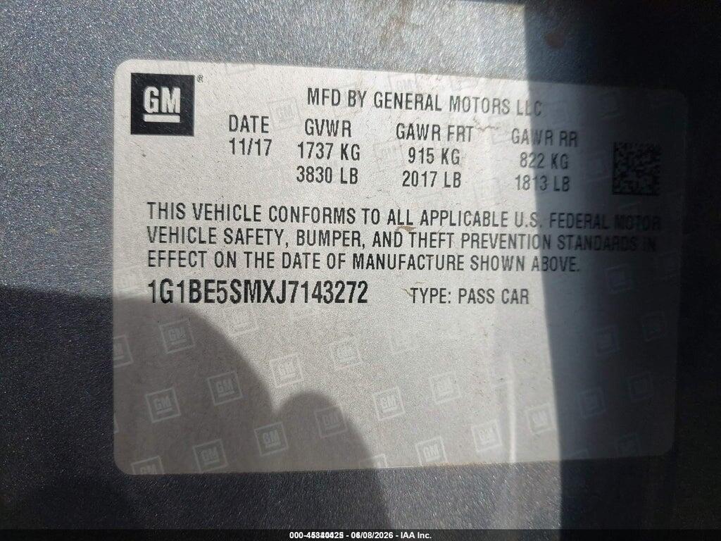 1G1BE5SMXJ7143272 2018 CHEVROLET CRUZE photo no. 9
