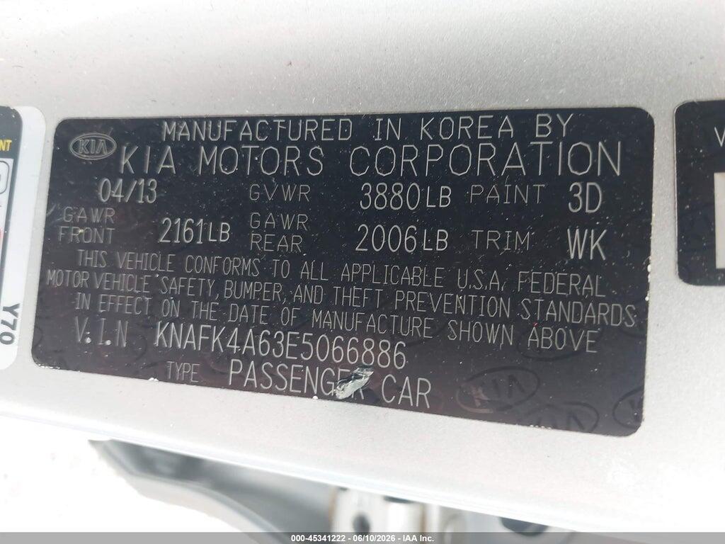KNAFK4A63E5066886 2014 KIA FORTE photo no. 9