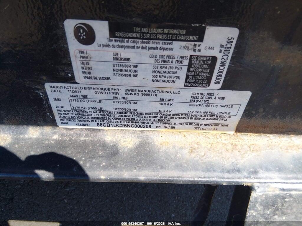 58CB1DC26NC008308 2022 BWIS TRLR photo no. 9
