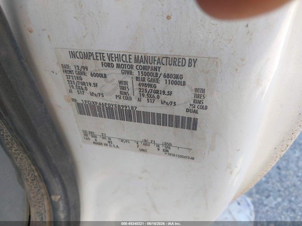 1FDXF46F0YEB99187 2000 FORD F-450 photo no. 8