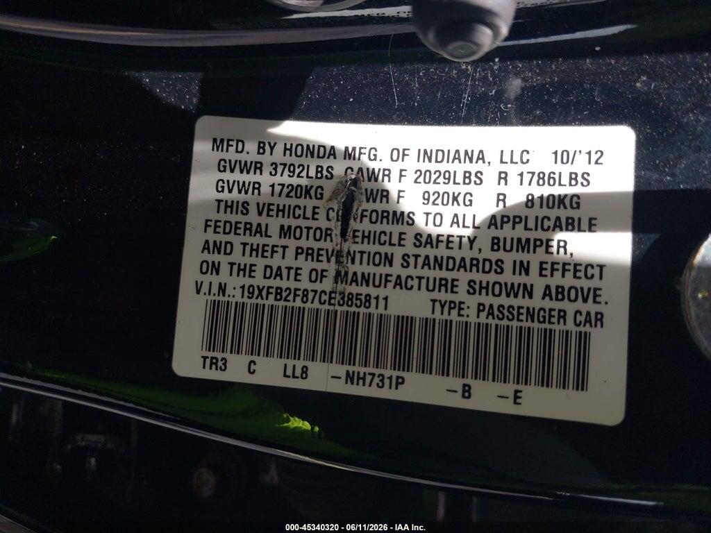 19XFB2F87CE385811 2012 HONDA CIVIC photo no. 9