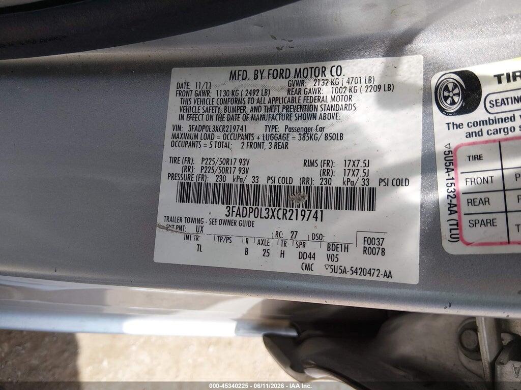 3FADP0L3XCR219741 2012 FORD FUSION HYBRID photo no. 9