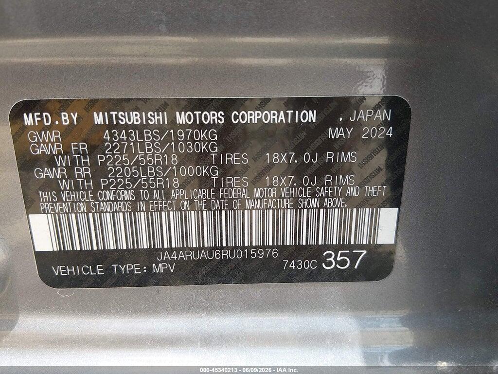 JA4ARUAU6RU015976 2024 MITSUBISHI OUTLANDER SPORT photo no. 9
