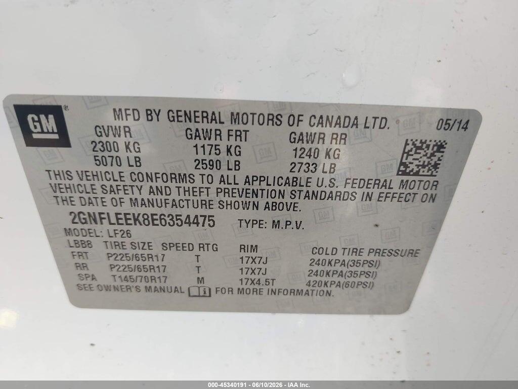 2GNFLEEK8E6354475 2014 CHEVROLET EQUINOX photo no. 9