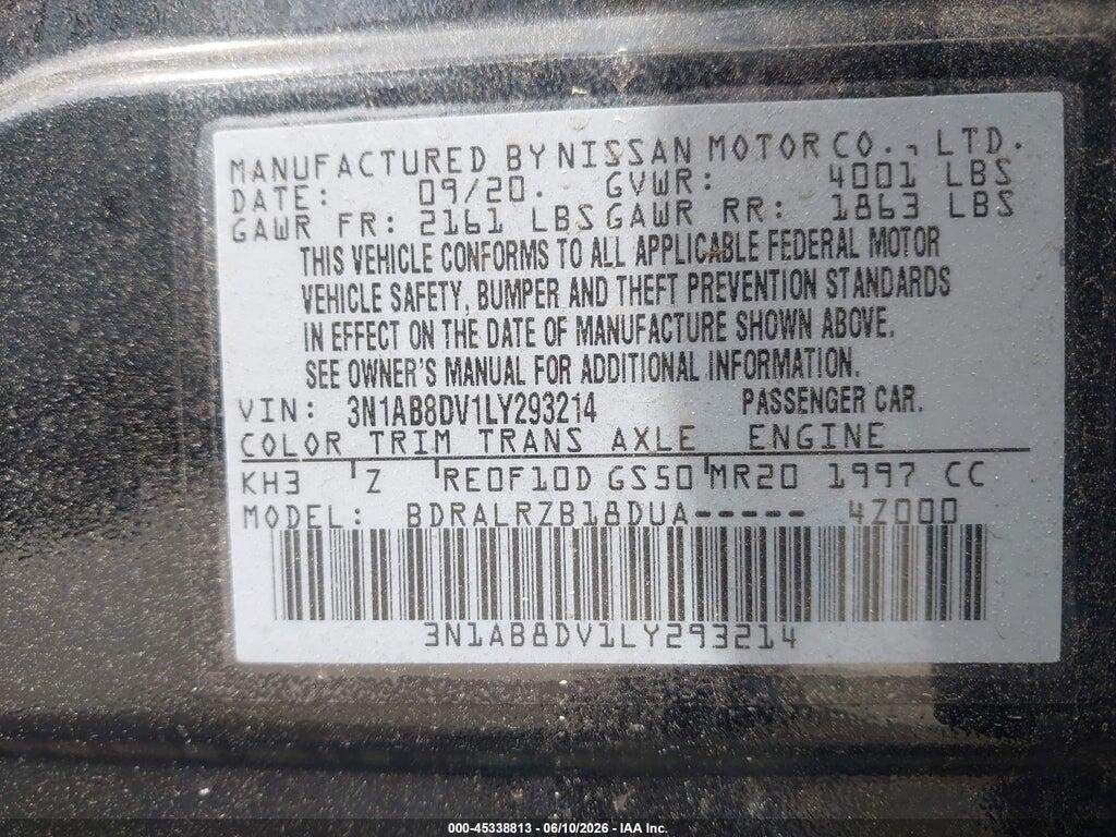 3N1AB8DV1LY293214 2020 NISSAN SENTRA photo no. 9