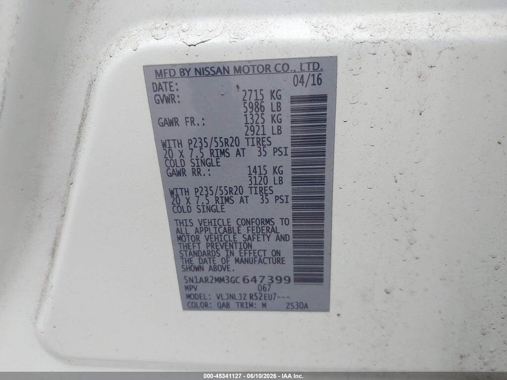 5N1AR2MM3GC647399 2016 NISSAN PATHFINDER photo no. 9