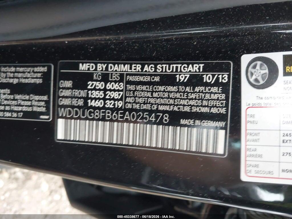 WDDUG8FB6EA025478 2014 MERCEDES-BENZ S 550 photo no. 9