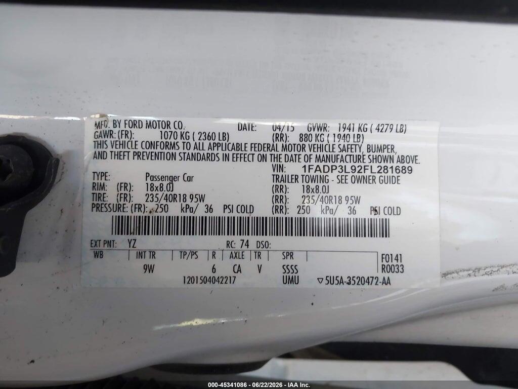1FADP3L92FL281689 2015 FORD FOCUS ST photo no. 9