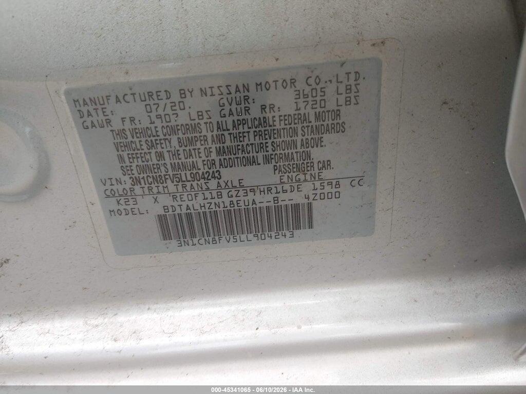3N1CN8FV5LL904243 2020 NISSAN VERSA photo no. 9