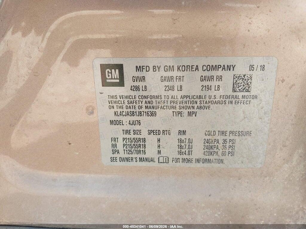 KL4CJASB1JB716369 2018 BUICK ENCORE photo no. 9