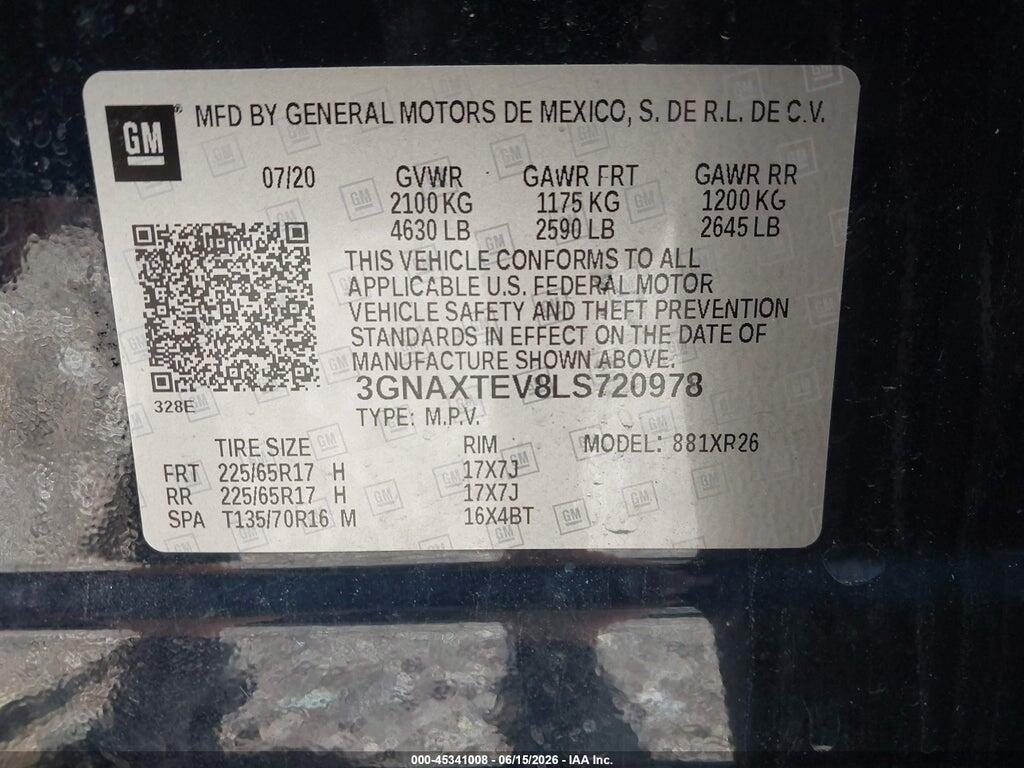 3GNAXTEV8LS720978 2020 CHEVROLET EQUINOX photo no. 9