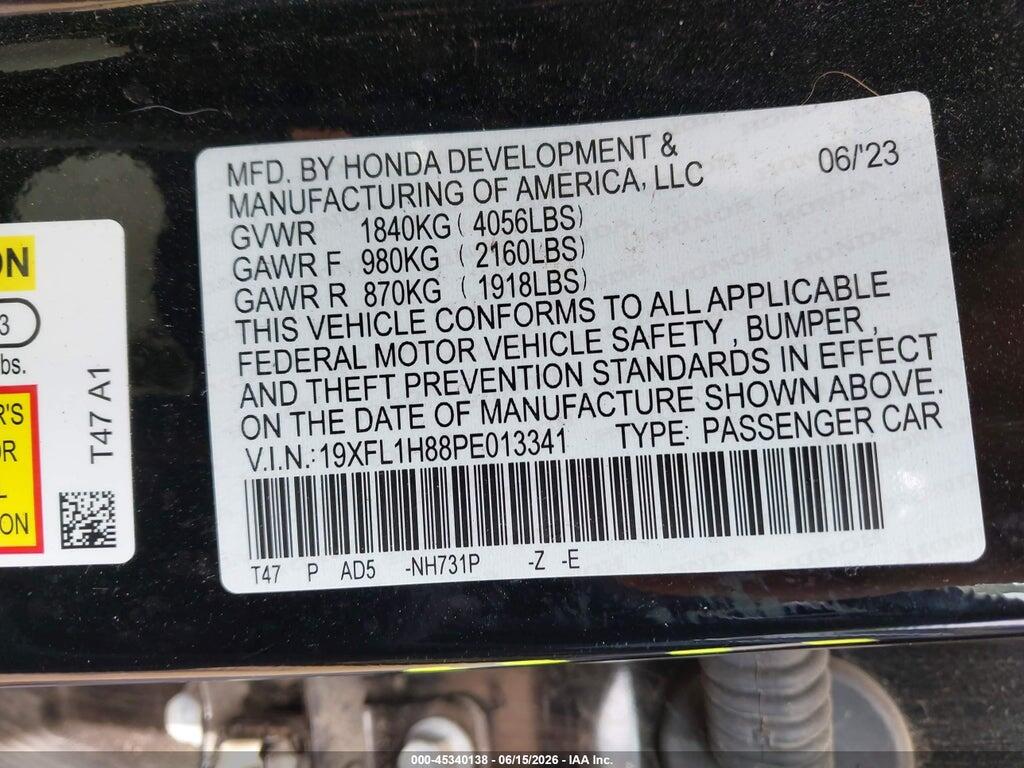 19XFL1H88PE013341 2023 HONDA CIVIC photo no. 9