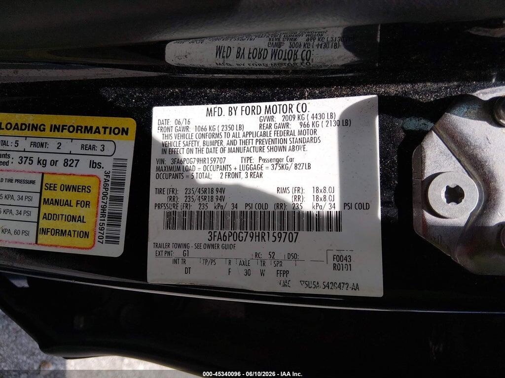 3FA6P0G79HR159707 2017 FORD FUSION photo no. 9