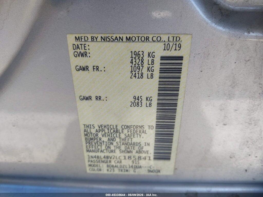 1N4BL4BV2LC185841 2020 NISSAN ALTIMA photo no. 9