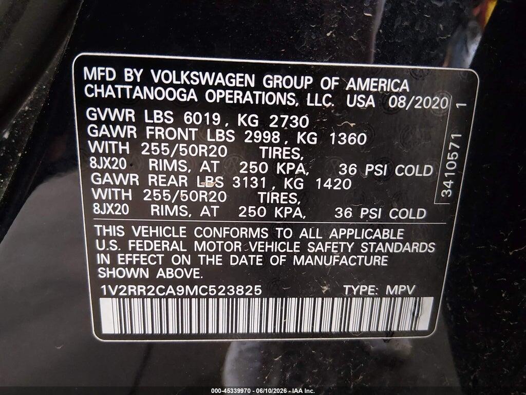 1V2RR2CA9MC523825 2021 VOLKSWAGEN ATLAS photo no. 9