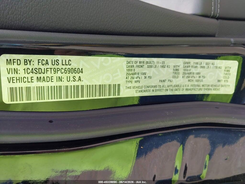 1C4SDJFT9PC690604 2023 DODGE DURANGO photo no. 9