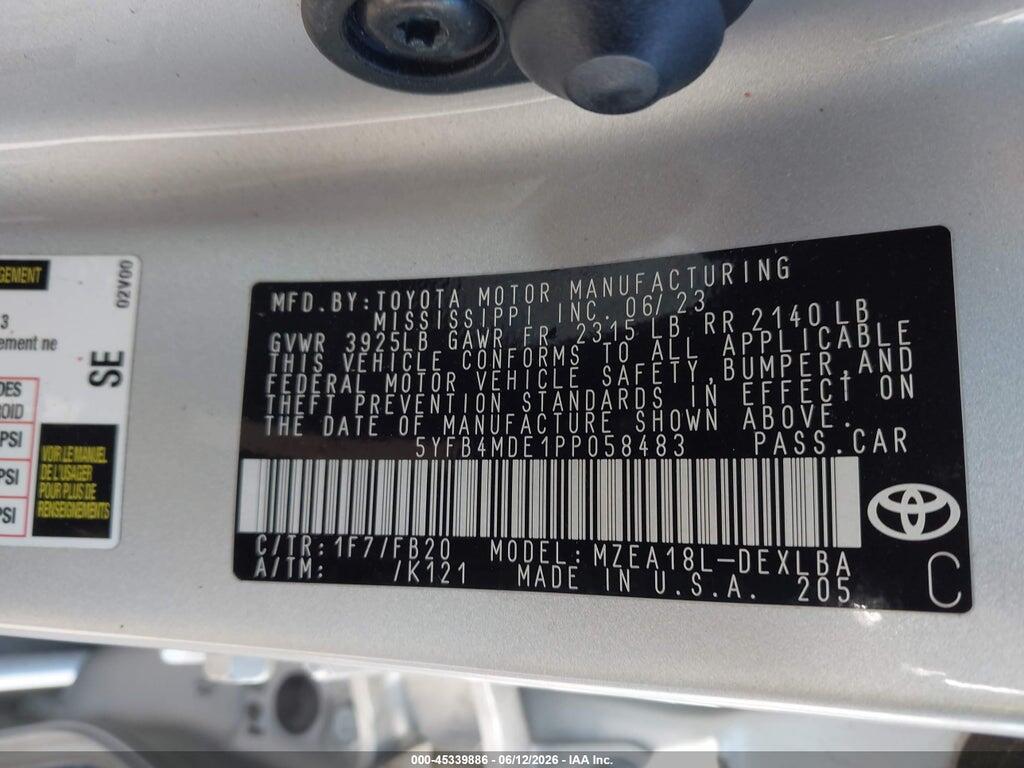5YFB4MDE1PP058483 2023 TOYOTA COROLLA photo no. 9