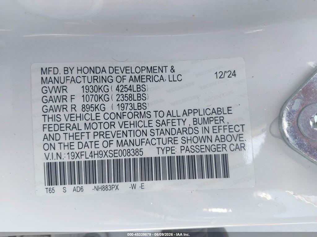 19XFL4H9XSE008385 2025 HONDA CIVIC HYBRID photo no. 9