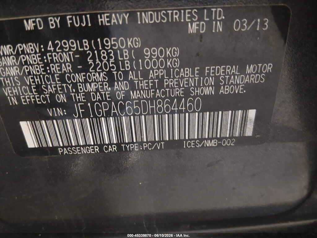 JF1GPAC65DH864460 2013 SUBARU IMPREZA photo no. 9