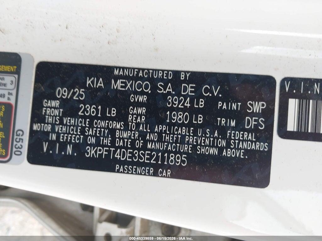 3KPFT4DE3SE211895 2025 KIA K4 photo no. 9