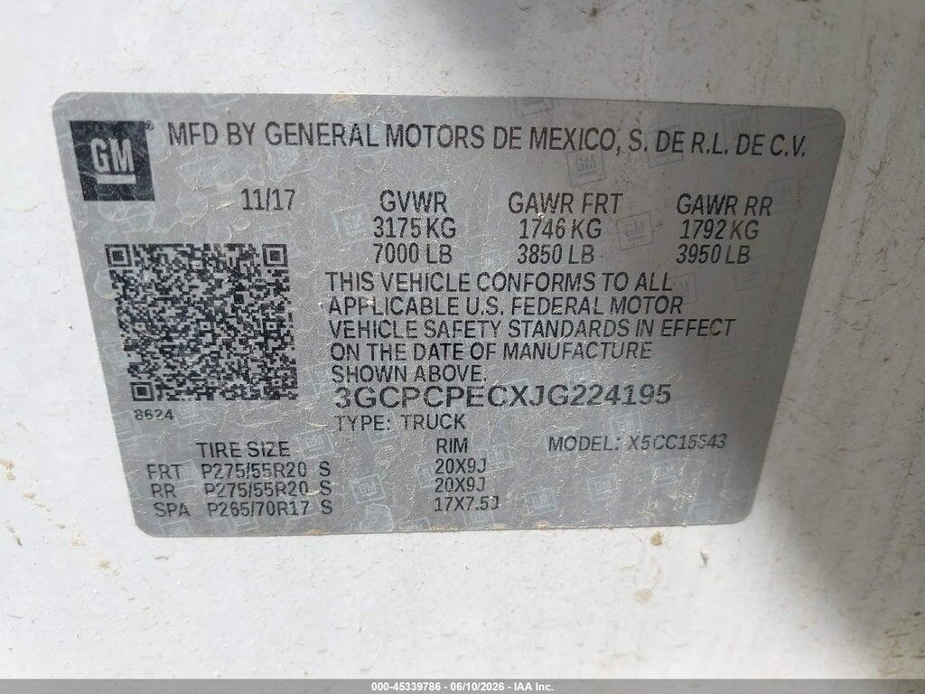 3GCPCPECXJG224195 2018 CHEVROLET SILVERADO 1500 photo no. 9