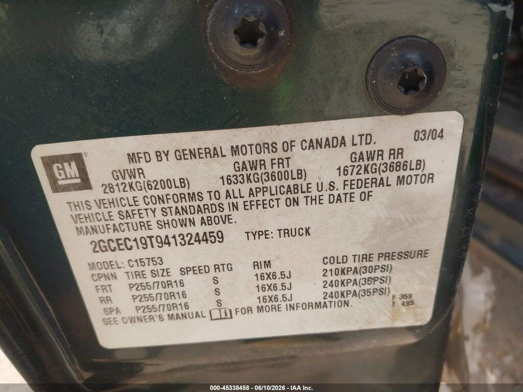 2GCEC19T941324459 2004 CHEVROLET SILVERADO 1500 photo no. 9