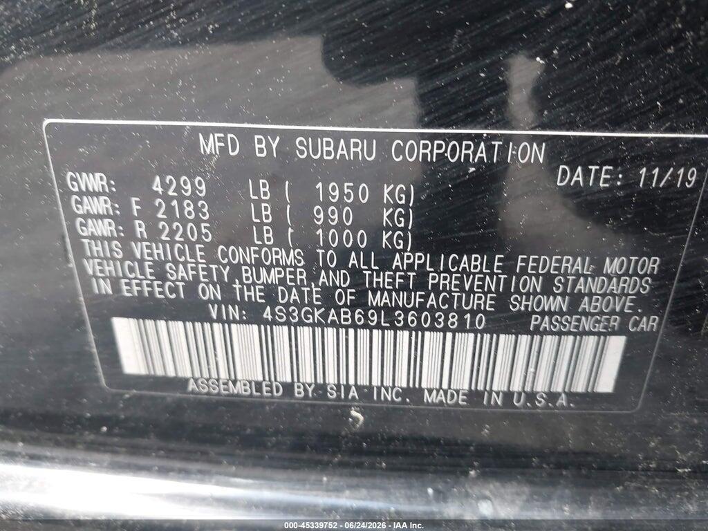 4S3GKAB69L3603810 2020 SUBARU IMPREZA photo no. 9