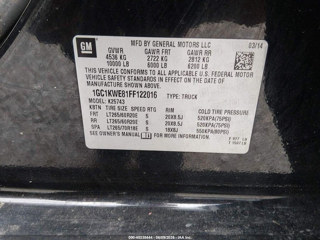 1GC1KWE81FF122016 2015 CHEVROLET SILVERADO 2500HD photo no. 9