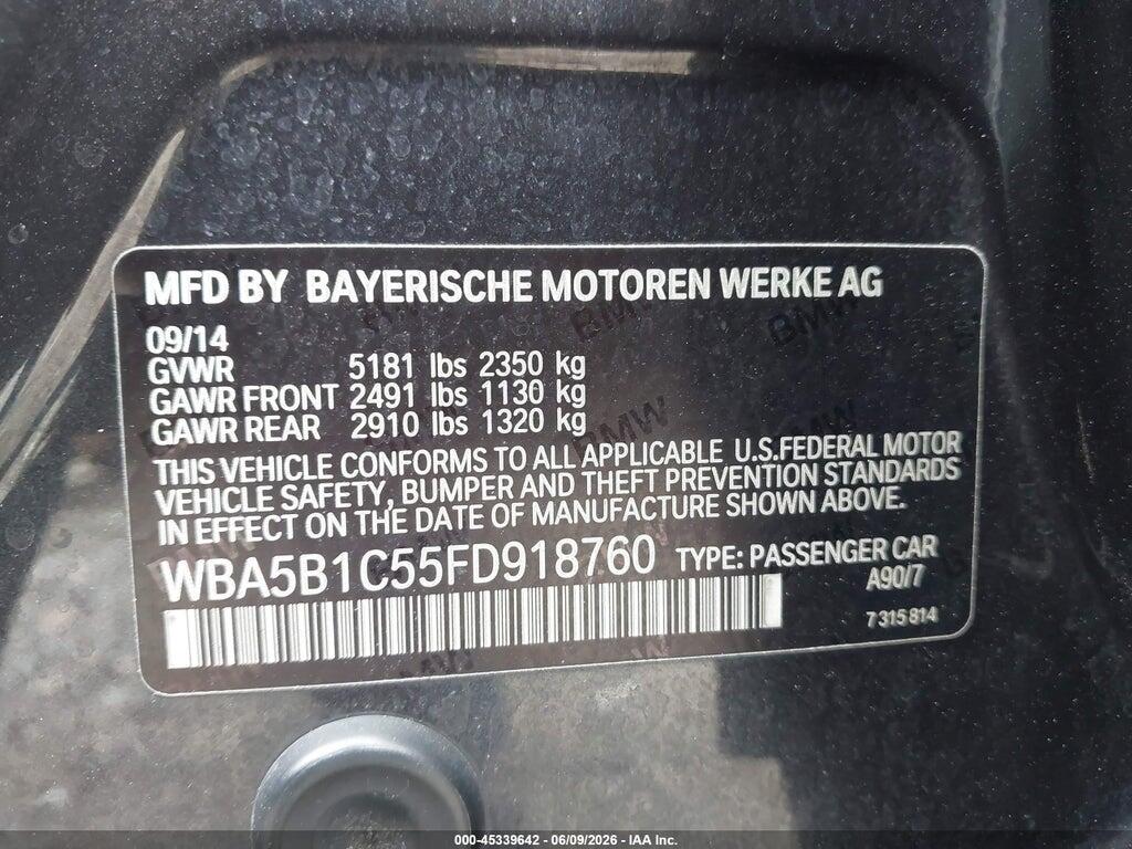 WBA5B1C55FD918760 2015 BMW 535I photo no. 9