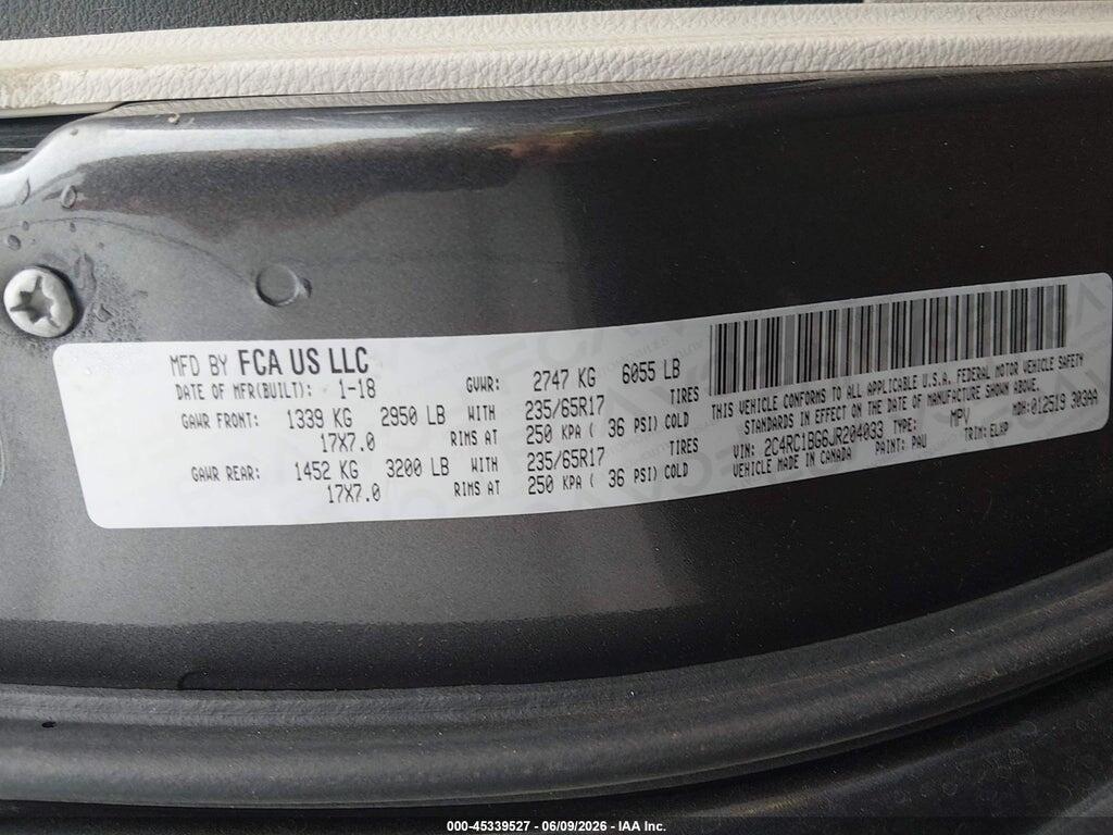 2C4RC1BG6JR204033 2018 CHRYSLER PACIFICA photo no. 9