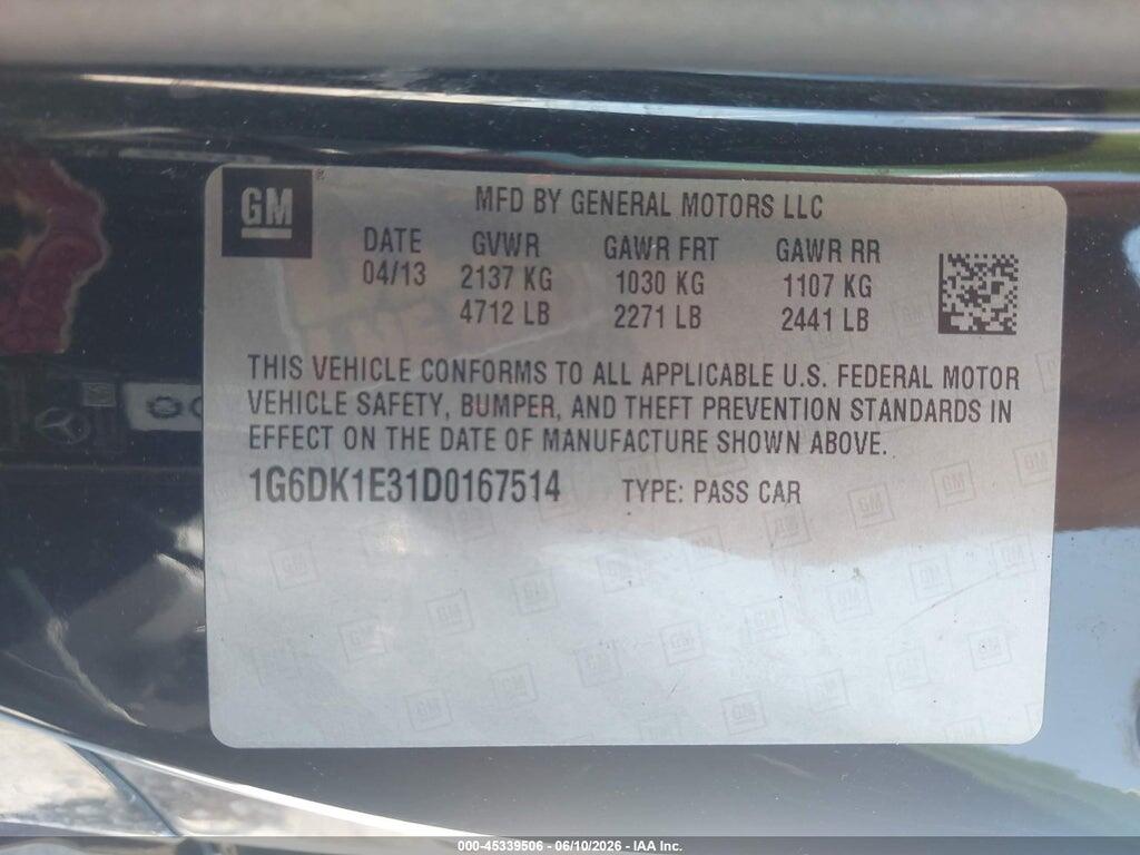 1G6DK1E31D0167514 2013 CADILLAC CTS photo no. 9