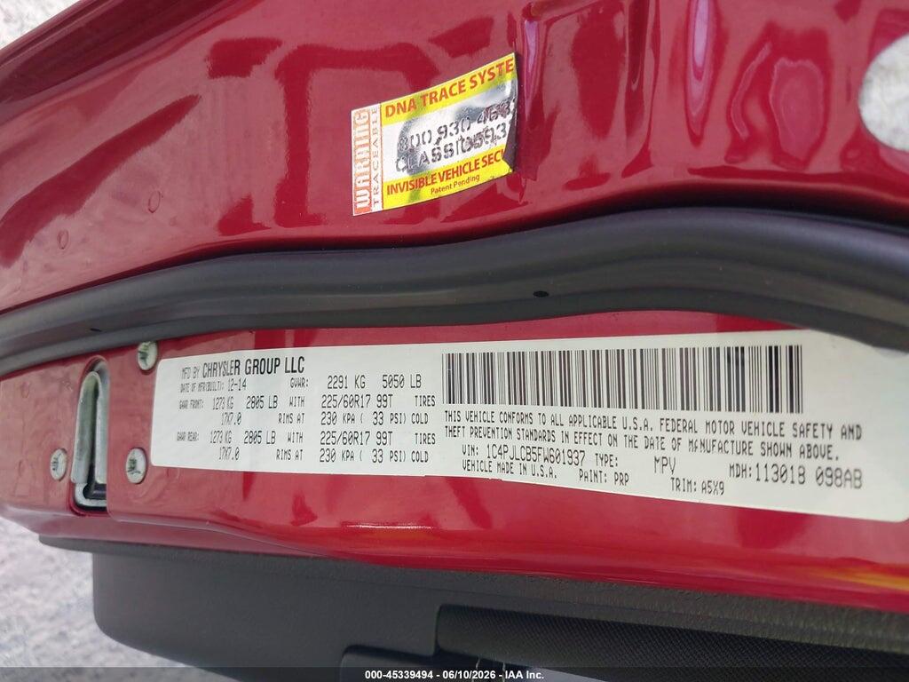 1C4PJLCB5FW601937 2015 JEEP CHEROKEE photo no. 9