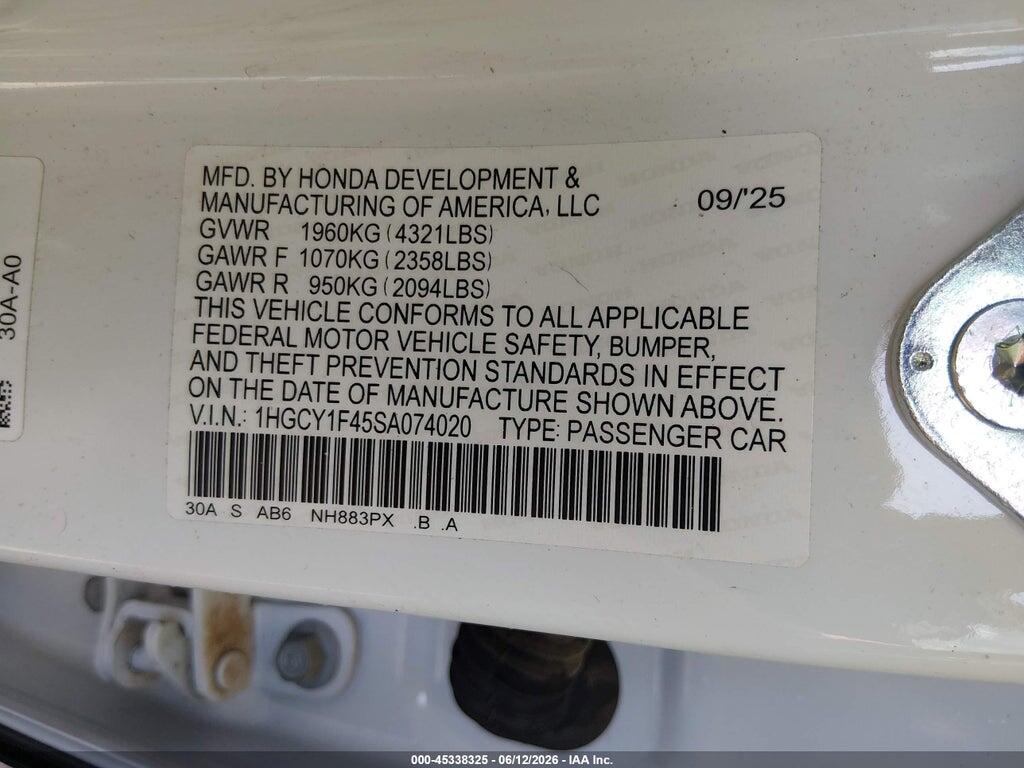 1HGCY1F45SA074020 2025 HONDA ACCORD photo no. 9