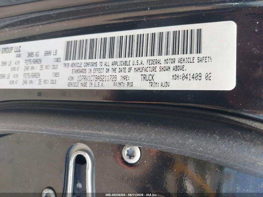 1D7RV1CT9AS211729 2010 DODGE RAM 1500 photo no. 9