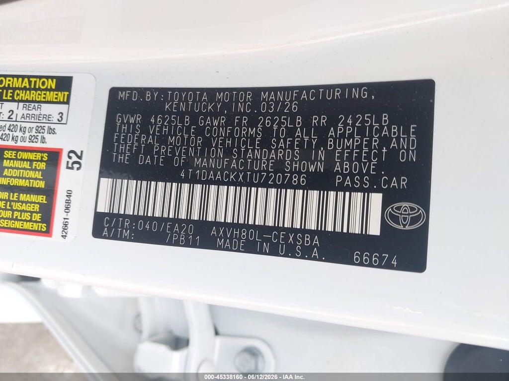 4T1DAACKXTU720786 2026 TOYOTA CAMRY photo no. 9