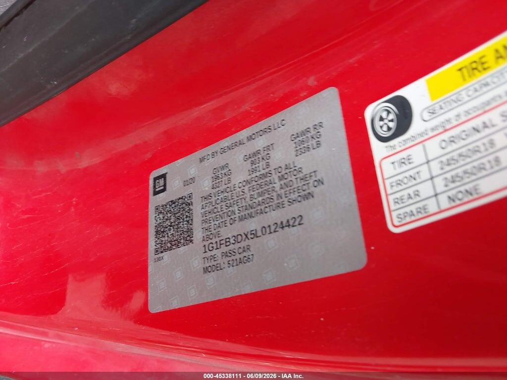 1G1FB3DX5L0124422 2020 CHEVROLET CAMARO photo no. 9